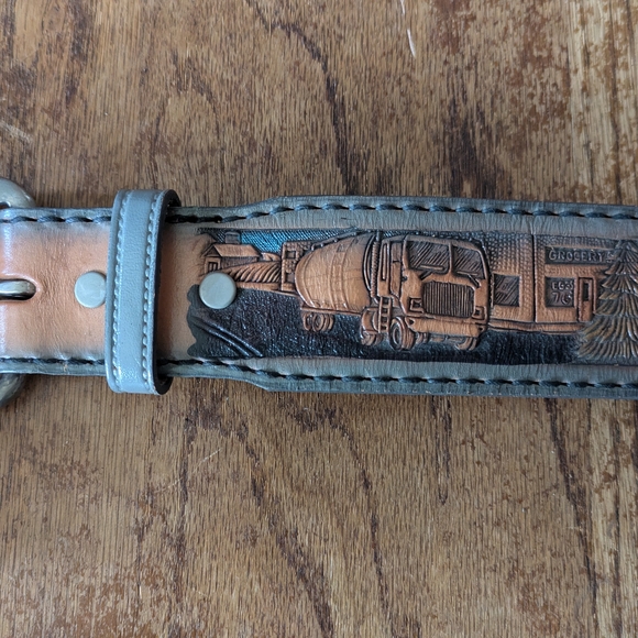 Brazos Joe Belt CO Trucker Rustic Leather Belt 41-44" 58774 Unique Gift - Picture 3 of 10